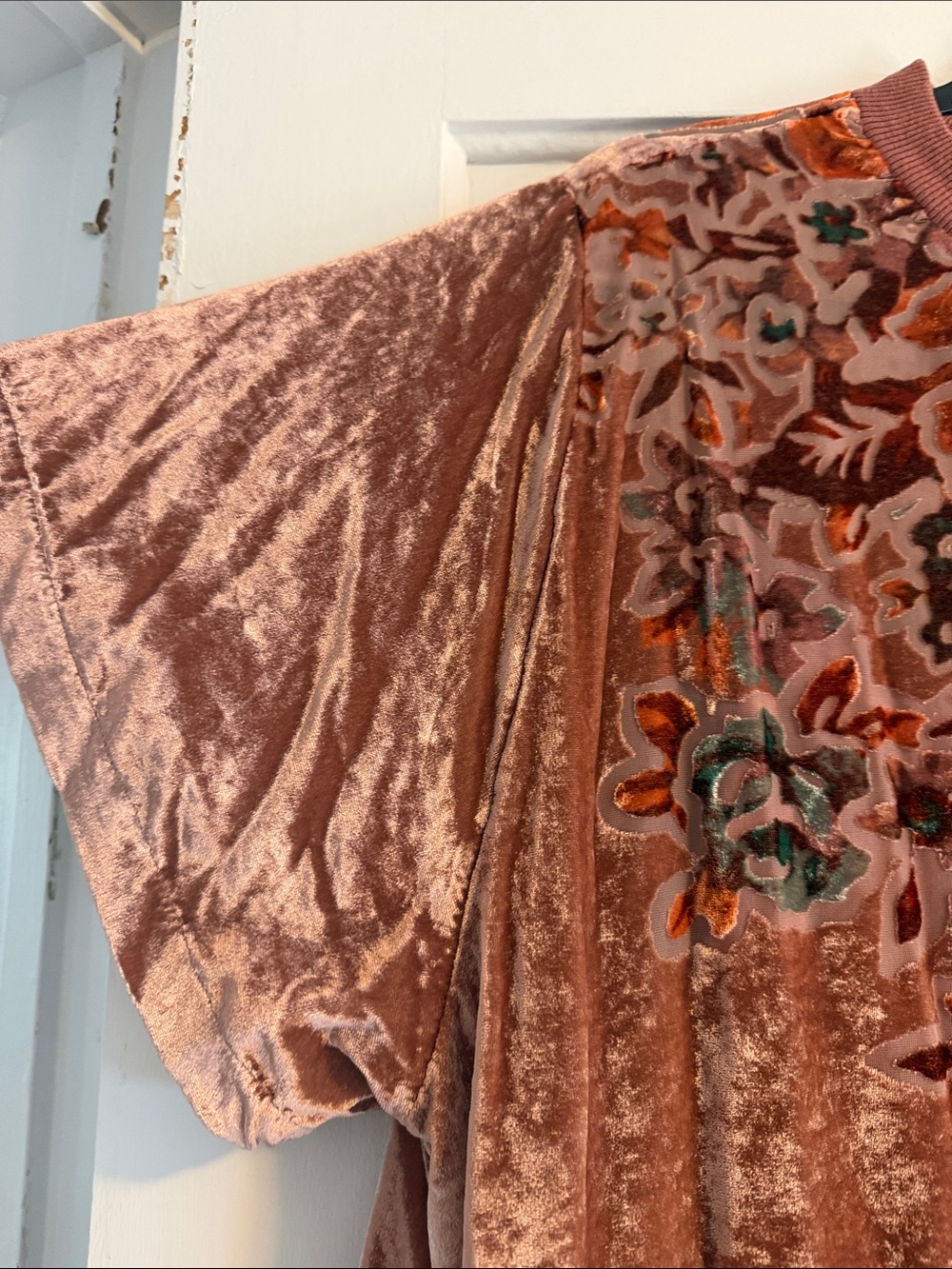 Free People Velvet Floral Tunic Dress - Rusty Rose - Picture 4 of 7